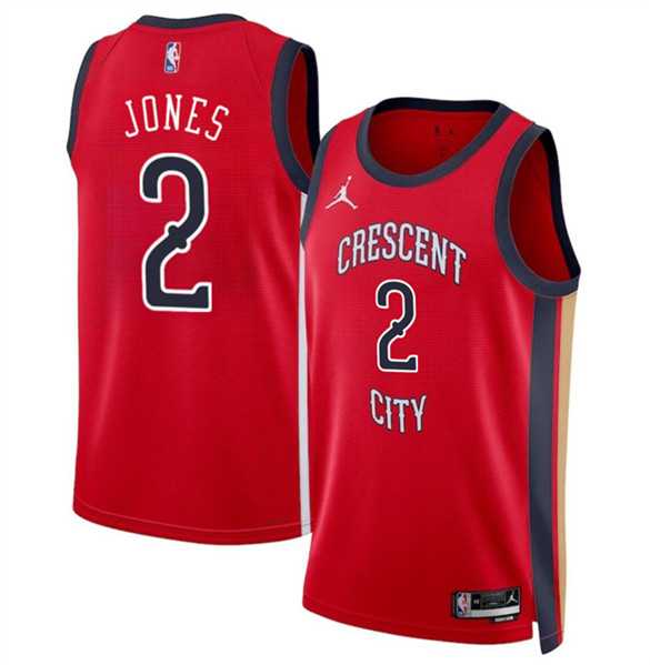 Mens New Orleans Pelicans #2 Herb Jones Red 2024 Statement Edition Stitched Basketball Jersey Dzhi->new orleans pelicans->NBA Jersey